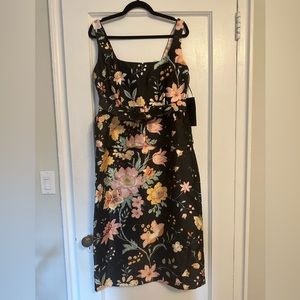 NWT Black Floral Midi Dress, Tuckernuck, 12